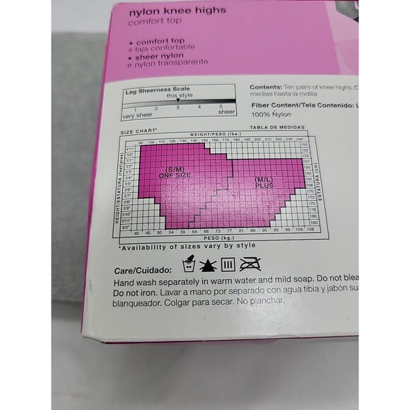 NO NONSENSE 10 Pair Knee Highs Comfort Top Pantyhose One Size Nude Sheer Toe NEW - Picture 9 of 10